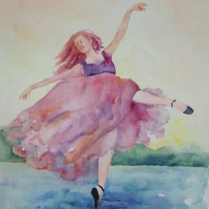 RIVER DANCE 14"x11" watercolor, $375