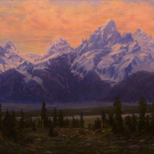 EVENING UP THE GROS VENTRE 17"x21" oil painting, $1250