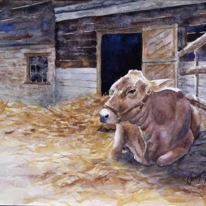 WHEELER FARM MADAM 9"x12" watercolor, $225