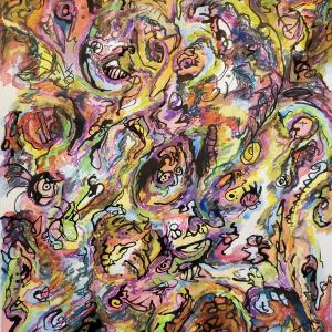 MIRROR STAGE, mixed media painting