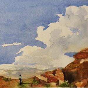 MAYNARD DIXON'S CLOUDS 8.5"x10.5" watercolor, $175 matted and framed