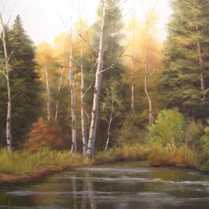 BRIGHTON LAKE oil painting, $400