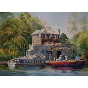 ALONG THE NILE, 16"x22" watercolor NFS