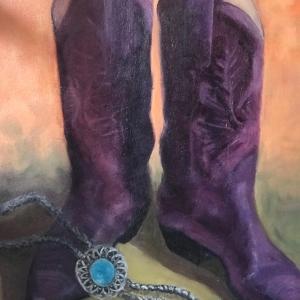 MY GIRLFRIEND'S BOOTS, oil painting, $400
