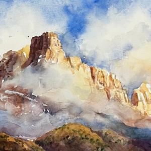 CLOUDSCAPE OVER SOUTHERN UTAH 9"x12" watercolor, SOLD