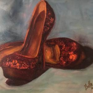 GOLDEN SHOES 11"x14" oil painting, $200
