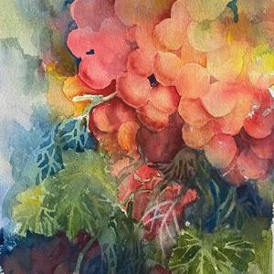 GRAPES ON THE VINE 9"x12" watercolor, $375