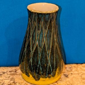 Green and Yellow Criss-Cross Vase