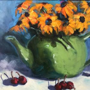 GREEN POT 12"x16" oil painting, $275