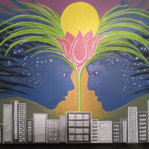 HAWAII ON THE MIND 26”x24” acrylic painting, $500
