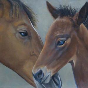 HORSE FAMILY 12"x9" oil painting