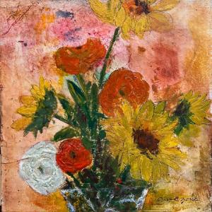 BOUQUET, encaustic painting by Joan Zone