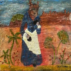 MS. DONKEY, encaustic painting by Joan Zone