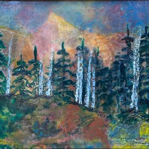 THE ROCKIES, encaustic painting by Joan Zone