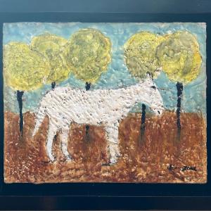 WHITE HORSE, encaustic painting by Joan Zone