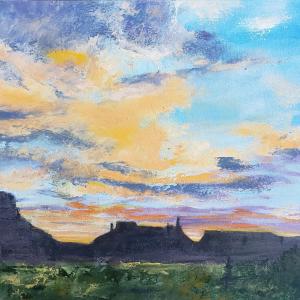 SETTING SUN 8"x8" Oil, $225