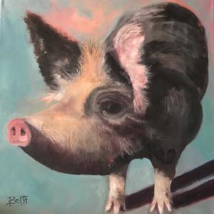 MR. PIG oil painting, $275
