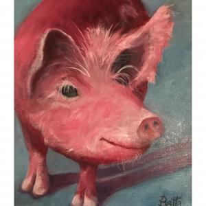 MRS. PIG oil painting, $275