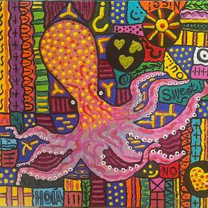 OCTOPUS acrylic painting, $165