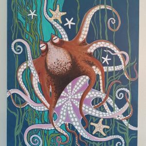 THE OCTOPUS COUPLE 30"x40" acrylic painting, $1200