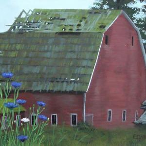 OLD RED 12"x9" oil painting