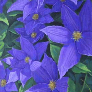 PURPLE FLOWERS 9"x12" oil painting