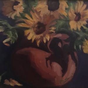 SANTA FE SUNFLOWERS 11"x14" oil painting, $200