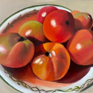 BOWL OF TOMATOES oil painting by Sandra Williams
