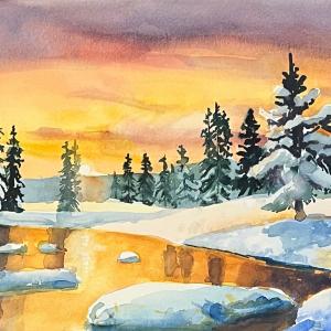 WINTER TWILIGHT 8"x10" watercolor $250